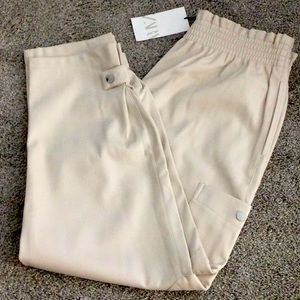 NWT Cream zara pleather cargo pants.